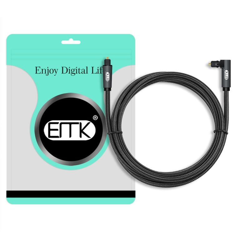 EMK 90 Degree Swivel Adjustable Right Angled 360 Degrees Rotatable Plug Nylon Woven Mesh Optical Audio Cable, Cable Length:5m(Black)