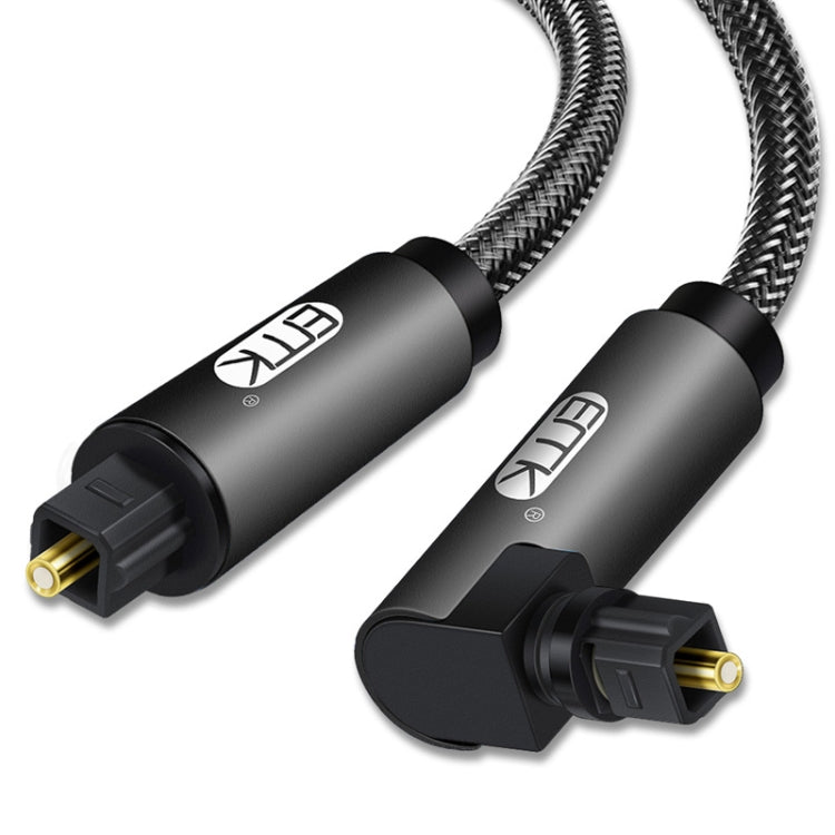 EMK 90 Degree Swivel Adjustable Right Angled 360 Degrees Rotatable Plug Nylon Woven Mesh Optical Audio Cable, Cable Length:25m(Black)