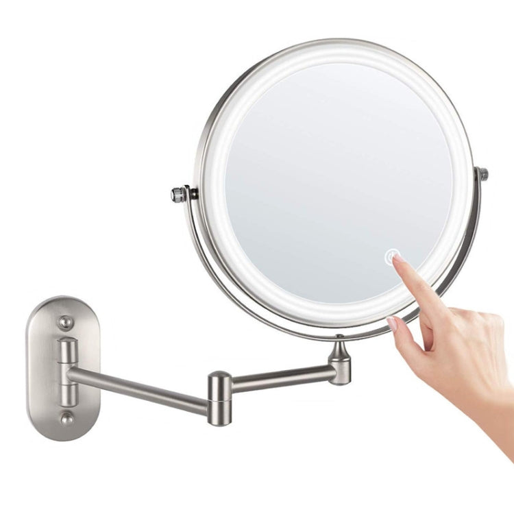 8 Inch Wall-Mounted Double-Sided Makeup Mirror LED Three-Tone Light Bathroom Mirror, Battery Model Silver, USB Charging Silver, Battery Models Matte Nickel Color, USB Charging Matte Nickel Color, Battery Models Black, USB Charging Black