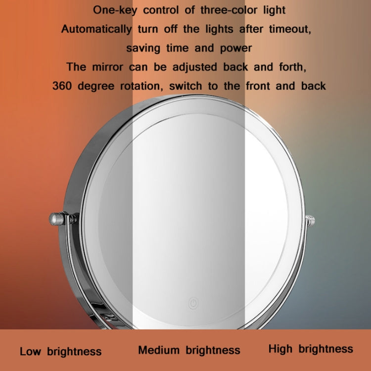 8 Inch Wall-Mounted Double-Sided Makeup Mirror LED Three-Tone Light Bathroom Mirror White Light, Battery Models Silver, USB Charging Silver, Battery Models Matte Nickel Color, USB Charging Matte Nickel Color, Battery Models Black, USB Charging Black