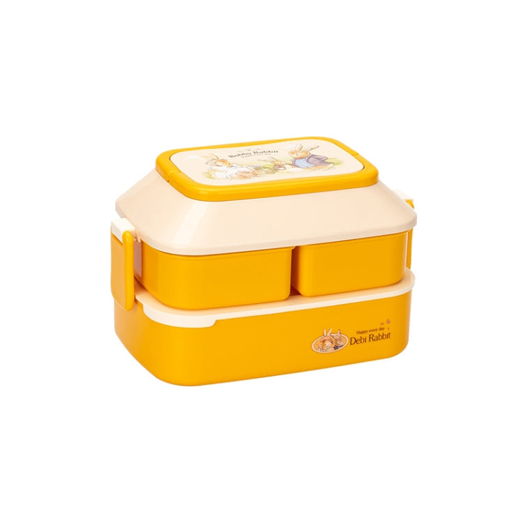 Cute Rabbit Double Layer Plastic Lunch Box Large Capacity Portable Lunch Box, Style:, Small Yellow, Large Green, Large Yellow