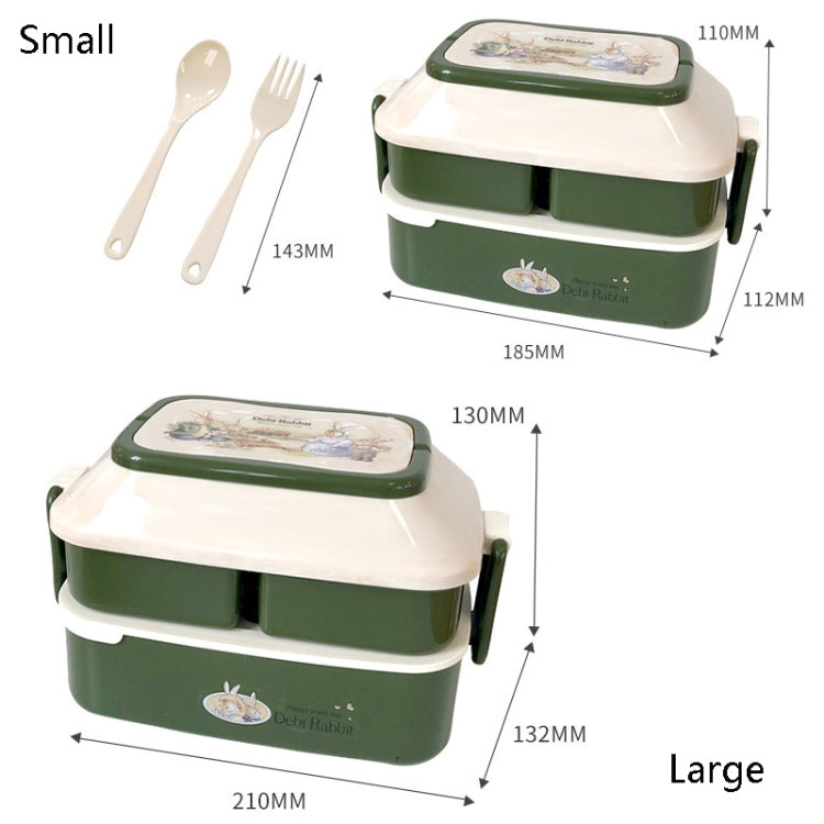 Cute Rabbit Double Layer Plastic Lunch Box Large Capacity Portable Lunch Box, Style:, Small Yellow, Large Green, Large Yellow