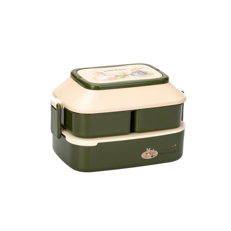 Cute Rabbit Double Layer Plastic Lunch Box Large Capacity Portable Lunch Box, Style:, Small Yellow, Large Green, Large Yellow