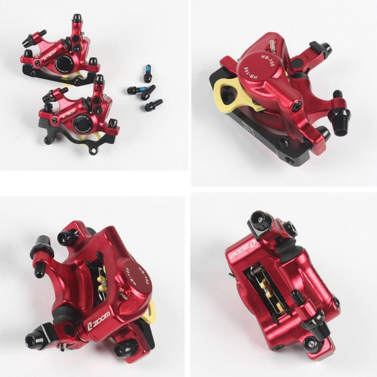 ZOOM HB100 Mountain Bike Hydraulic Brake Caliper Folding Bike Cable Pull Hydraulic Disc Brake Caliper, Style:Front(Black)
