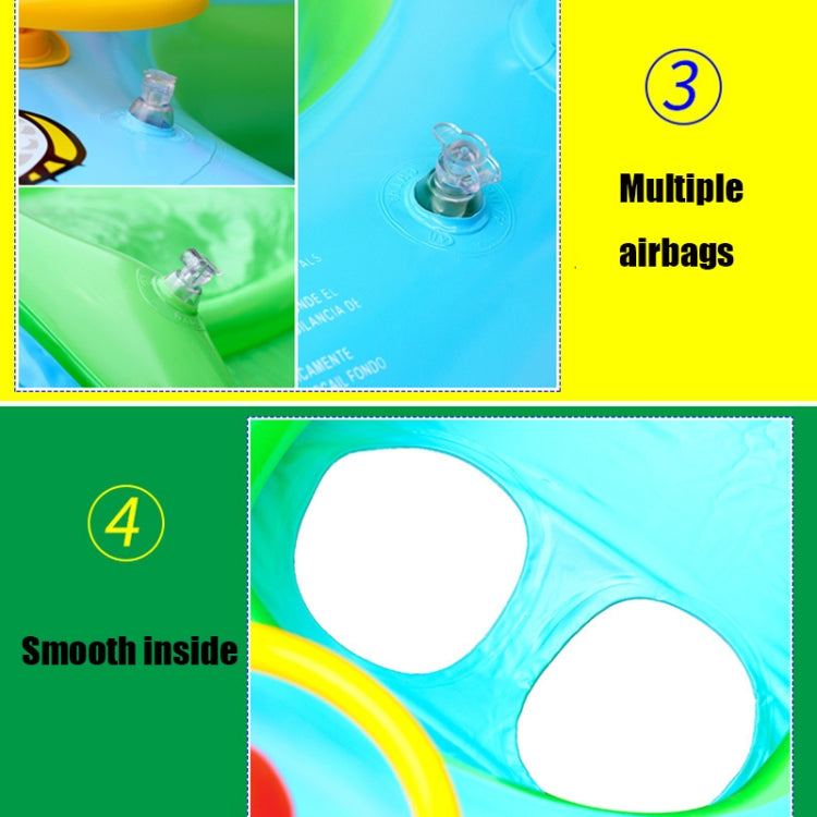 Sunshade and Sunscreen Baby Swimming Ring Car Boat Shape Inflatable Swimming Ring with Horn(Purple+Yellow)