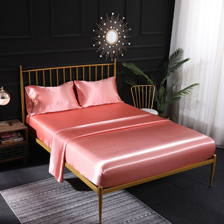 Home Ice Silk Simulation Silk Four-Piece Pillowcase Flat Sheet Fitted Sheet Set, US-King:198x203x35cm, UK-SK:180x200x35cm, US-King: 198x203x35cm