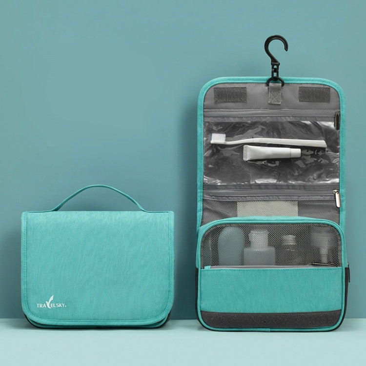 Travelsky Travel Storage Waterproof Pu Cosmetic Bag Multifunctional Folding Large Capacity Toiletry Bag(Turquoise)