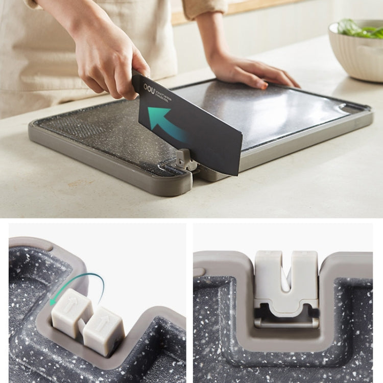 OOU Multifunctional Antibacterial And Mildew Resistant Double-Sided Cutting Board Kitchen Drainable Supplementary Food Cutting Board, Size:Large(Marble)