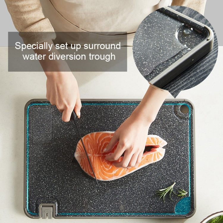 OOU Multifunctional Antibacterial And Mildew Resistant Double-Sided Cutting Board Kitchen Drainable Supplementary Food Cutting Board, Size:Large(Marble)