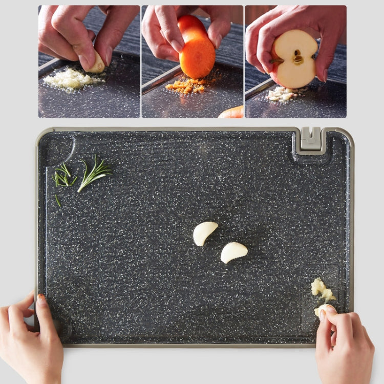 OOU Multifunctional Antibacterial And Mildew Resistant Double-Sided Cutting Board Kitchen Drainable Supplementary Food Cutting Board, Size:Large(Marble)