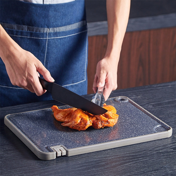 OOU Multifunctional Antibacterial And Mildew Resistant Double-Sided Cutting Board Kitchen Drainable Supplementary Food Cutting Board, Size:Large(Marble)