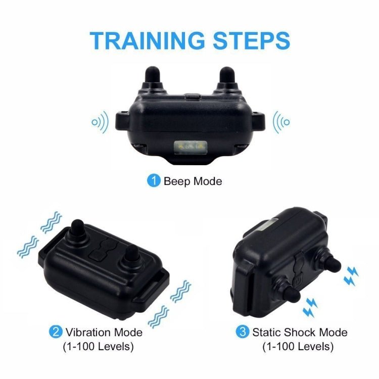 Bark Stopper Dog Training Device Dog Collar with Electric Shock Vibration Warning, US Plug, UK Plug, AU Plug, EU Plug