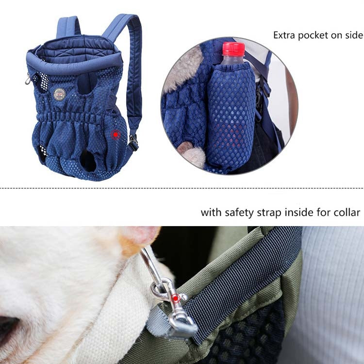 Doglemi Pet Outing Backpack Dog Shoulder Chest Bag Breathable Mesh Dog Cat Bag, Size:M(Blue)