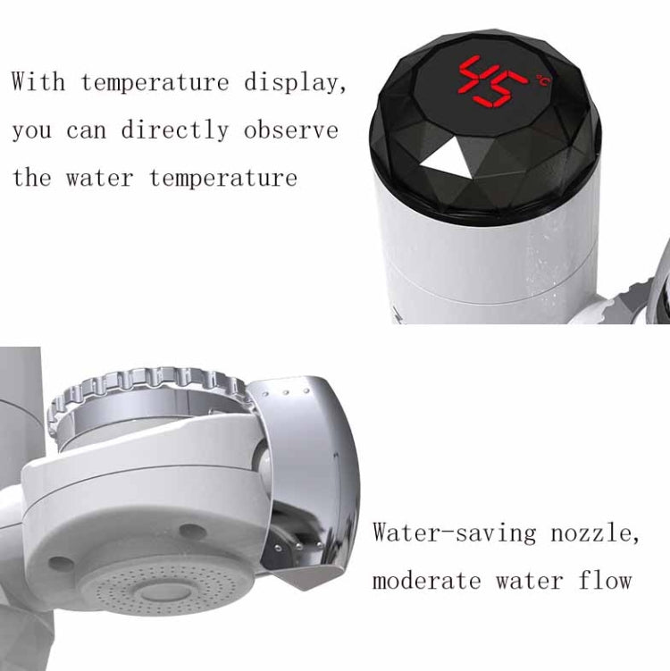 Zoosen Electric Hot Water Faucet Connection Type Instant Hot Water Faucet EU Plug, Style:White