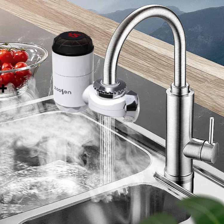 Zoosen Electric Hot Water Faucet Connection Type Instant Hot Water Faucet EU Plug, Style:With shower Head Connector