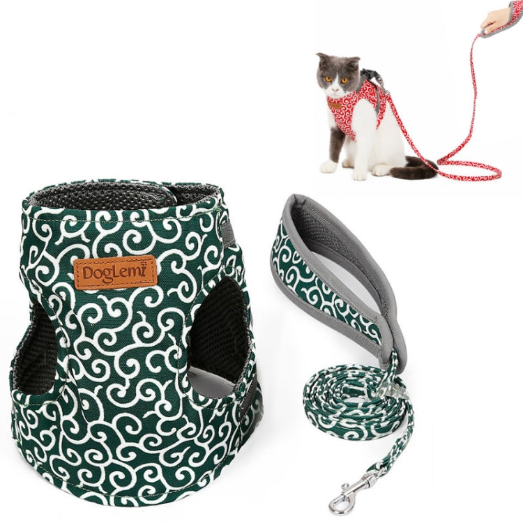 DogLemi Pet Cat Traction Rope Chest Harness Vest Type Traction Suit Cat Walking Rope, Size:XS(Green)