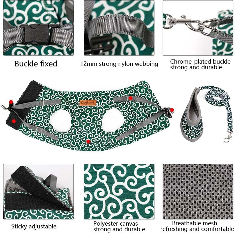 DogLemi Pet Cat Traction Rope Chest Harness Vest Type Traction Suit Cat Walking Rope, Size:XS(Green)