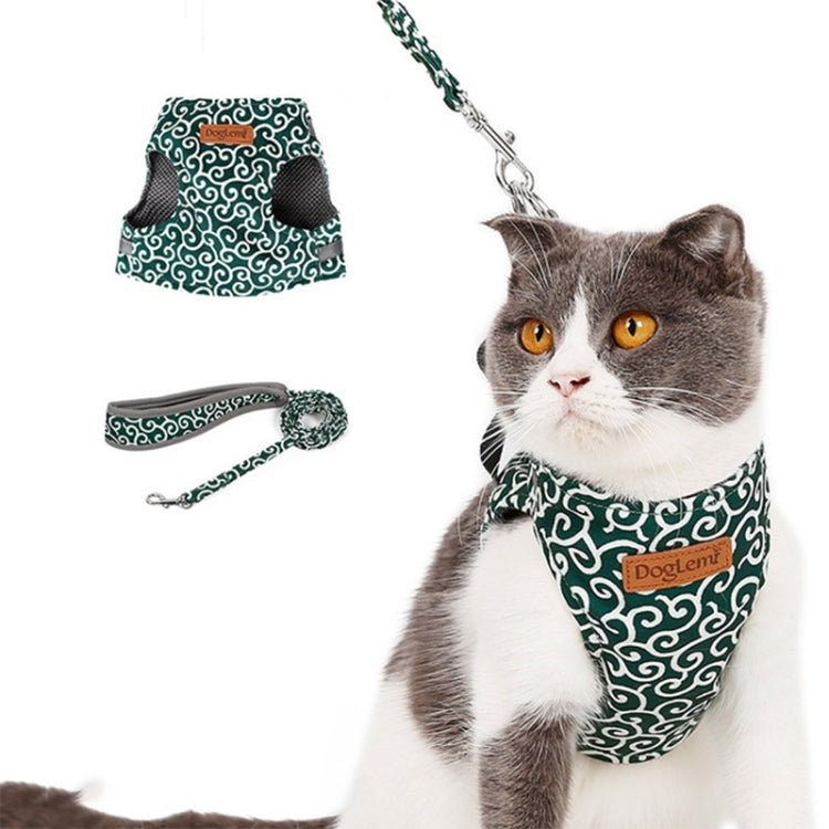 DogLemi Pet Cat Traction Rope Chest Harness Vest Type Traction Suit Cat Walking Rope, Size:S(Green)