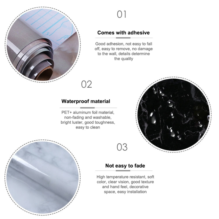 215421210W Marble Pattern Bright Paint Furniture Renovation Self-Adhesive Wall Paper Cabinet Waterproof Film