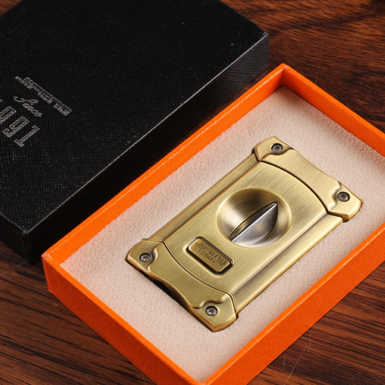 JIFENG 3 In 1 V Cigar Scissors Cigar Holder Cigar Cutter With Cigar Puncher(Golden)