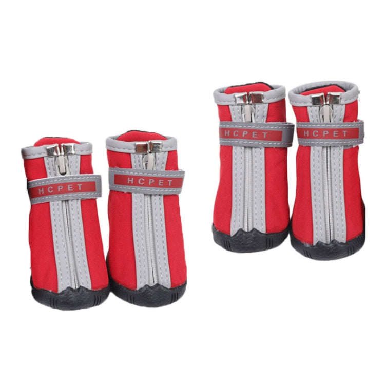 HCPET A1703 Pet Non-Slip Wear-Resistant Shoes Puppy Feet Cover, Size: Number 5(Waterproof Red)