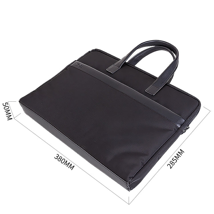 Deli 63751 Front And Rear Double Pockets Multi-Layer Briefcases Handheld Meeting Bag(Black)