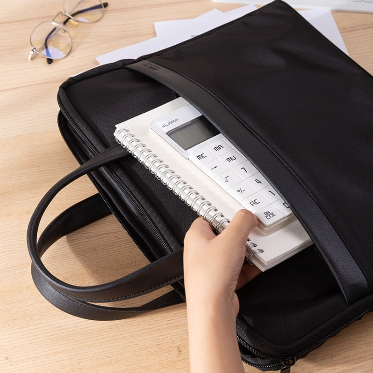 Deli 63751 Front And Rear Double Pockets Multi-Layer Briefcases Handheld Meeting Bag(Dark Gray)
