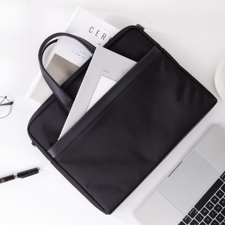 Deli 63751 Front And Rear Double Pockets Multi-Layer Briefcases Handheld Meeting Bag(Dark Gray)