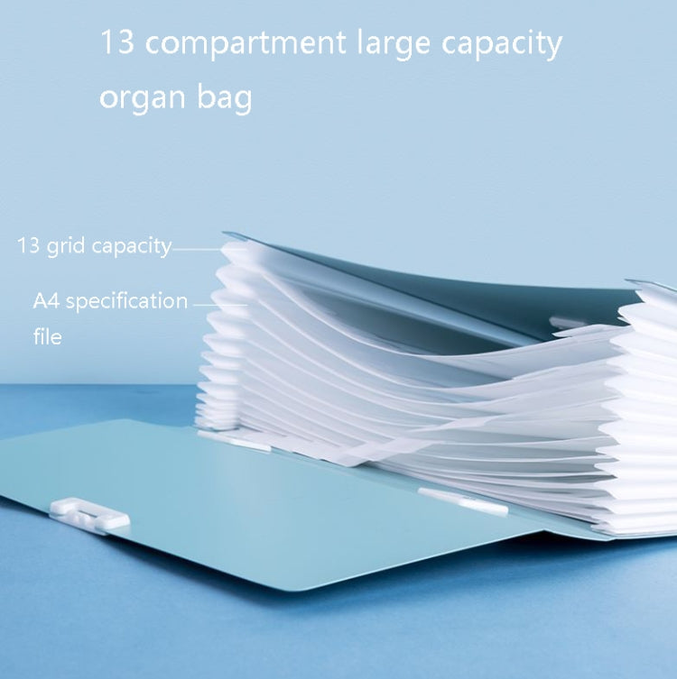 Deli 72410 A4 Layered File Information Bag Office Student File Storage Bag(Light Blue)