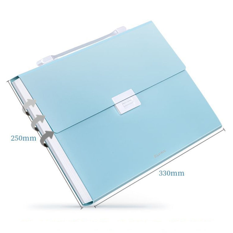 Deli 72410 A4 Layered File Information Bag Office Student File Storage Bag(Light Blue)