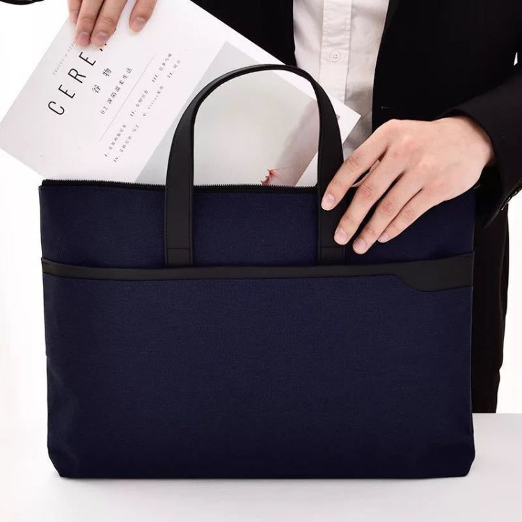 Deli 63750 Office Portable Zipper Document Bag Double-Layer Conference Information Bag(Blue)