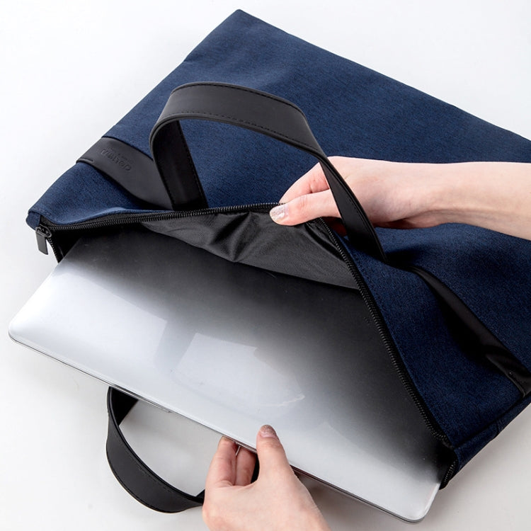 Deli 63750 Office Portable Zipper Document Bag Double-Layer Conference Information Bag(Blue)