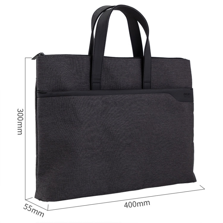 Deli 63750 Office Portable Zipper Document Bag Double-Layer Conference Information Bag(Gray)