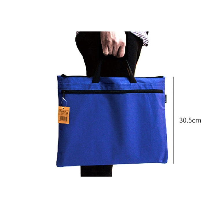 Deli 5840 Portable Canvas Zipper File Bag Double Simple Storage Bag(Black)
