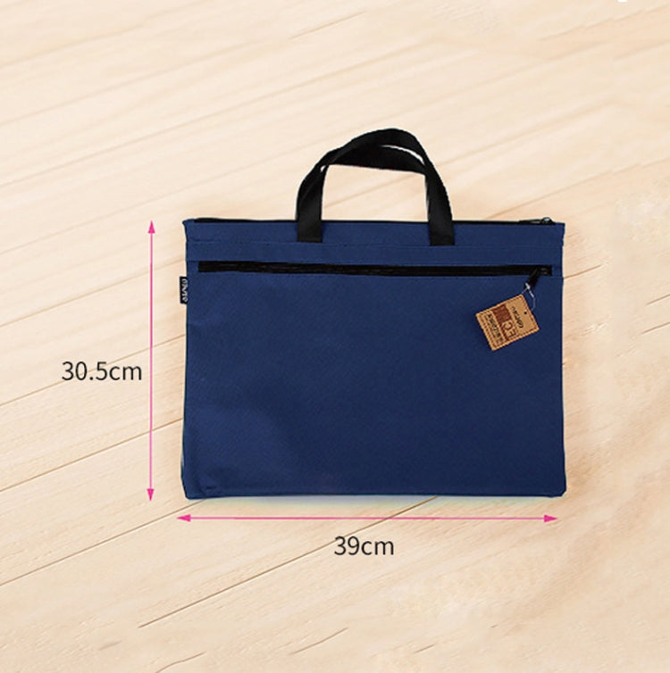 Deli 5840 Portable Canvas Zipper File Bag Double Simple Storage Bag(Dark Blue)