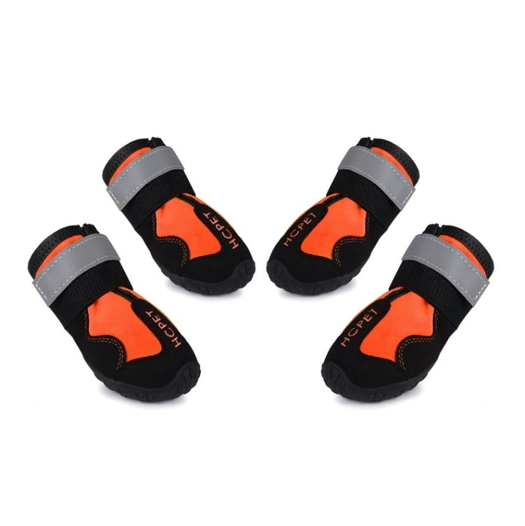 HCPET Dog Non-Slip Wear-Resistant Rain Boots Pet Outdoor Waterproof Shoes, Size: 8(Orange)