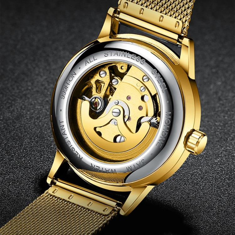 FNGEEN 0020 Men And Women Automatic Mechanical Watch Double-sided Hollow Business Watch, Steel Belt Full Gold Golden Surface, Steel Belt Full Gold White Surface, Steel Belt Full Gold Black Surface, Steel Strip White Steel Black Surface                 ...