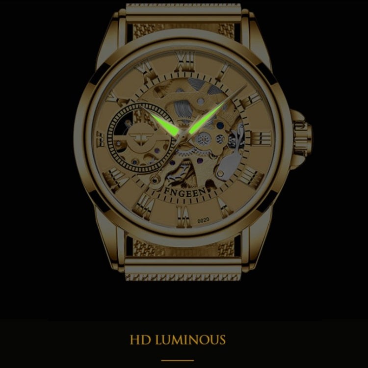 FNGEEN 0020 Men And Women Automatic Mechanical Watch Double-sided Hollow Business Watch, Steel Belt Full Gold Golden Surface, Steel Belt Full Gold White Surface, Steel Belt Full Gold Black Surface, Steel Strip White Steel Black Surface                 ...