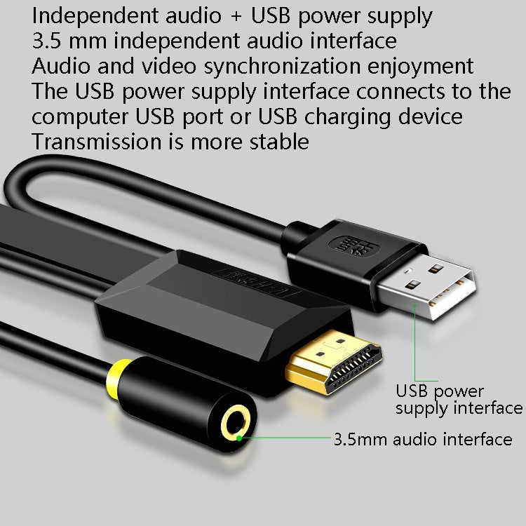 1m JH HV10 1080P HDMI to VGA Cable Projector TV Box Computer Notebook Industrial Display Adapter Cable