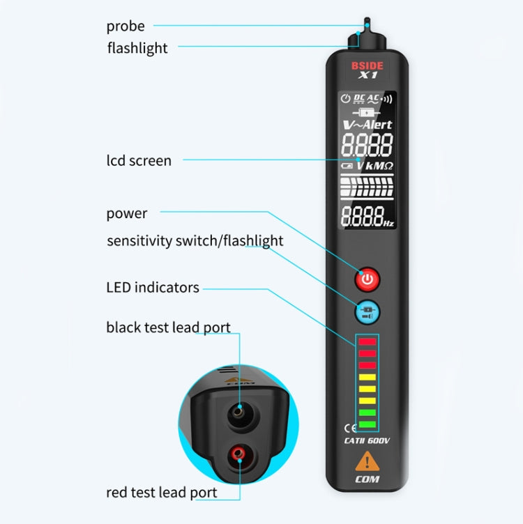 BSIDE X1 Smart Digital Multimeter Test Electric Pen Voltage Detector, X1