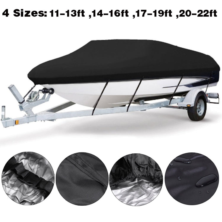 210D Waterproof Boat Cover Speedboat Towed Fishing V-Shaped Boat Cover Rain And Sun Protection Cover, 14-16FT 530x290cm, 17-19FT 600x310cm