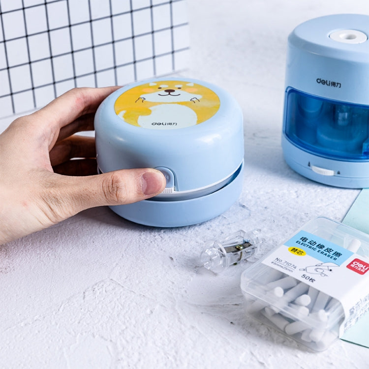 Deli Student Electric Stationery Set Desktop Cleaner/Electric Eraser/Electric Pencil Sharpener(Pink)