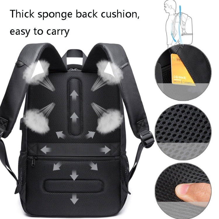 BANGE BG-1921 College Student Schoolbag Waterproof Business Computer Backpack with External USB Charging Port(Blue)