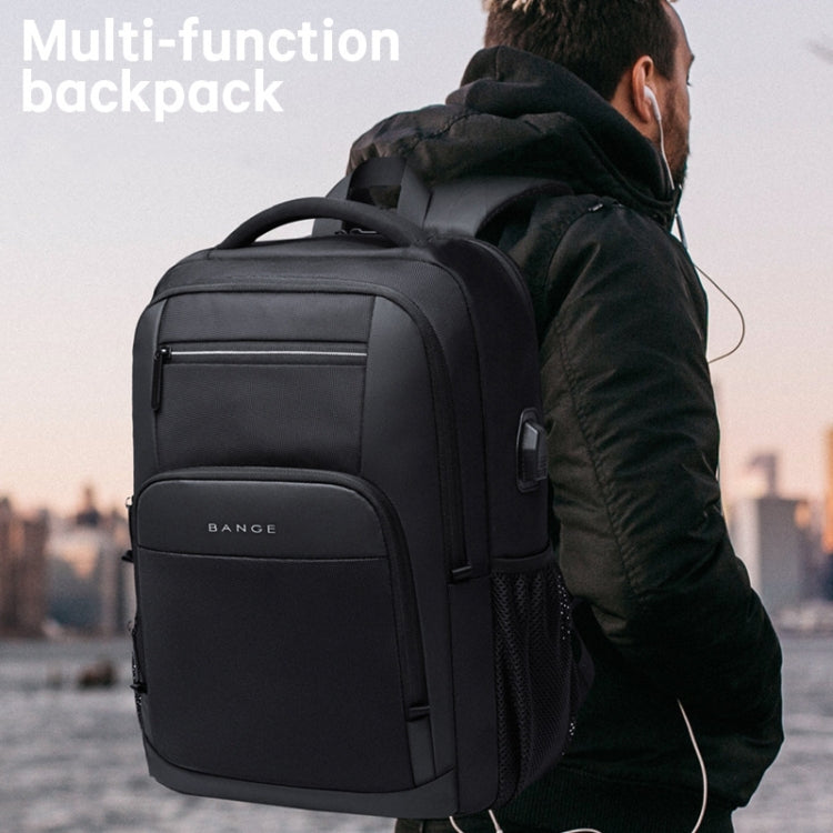 BANGE BG-1921 College Student Schoolbag Waterproof Business Computer Backpack with External USB Charging Port(Blue)