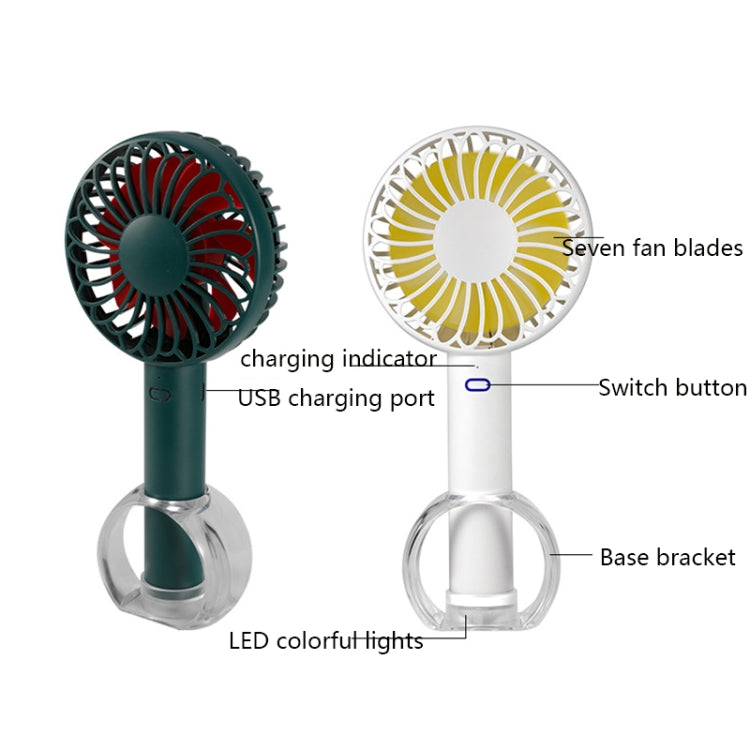 FS-H01 USB Portable Ultra-quiet Large Wind Hand-held Desktop Student Dormitory Household Mini Fan, White, Black, Green