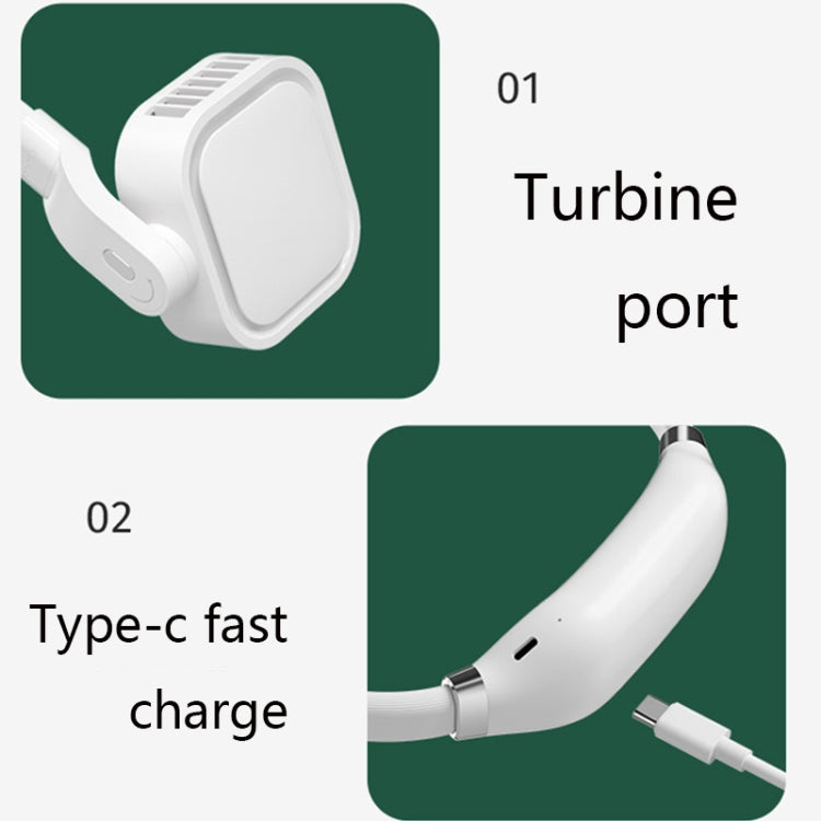 G2 Hanging Neck Leafless Fan Outdoor Student Sports Mini USB Silent Fan, 2000MAH Night Green, 4000MAH Girl Powder