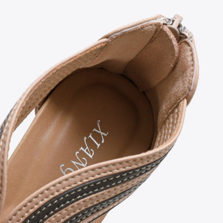 Women Summer Slope Heel Sandals Fashion Bohemian Style Fish Mouth Shoes, Size: 40(Brown)