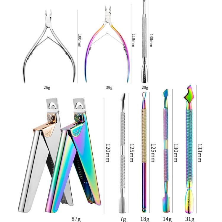 FABIYAN Nail Art Scissors Set Stainless Steel Nail Clippers Dead Skin Scissors Remover Steel Push, Specification: Set 1
