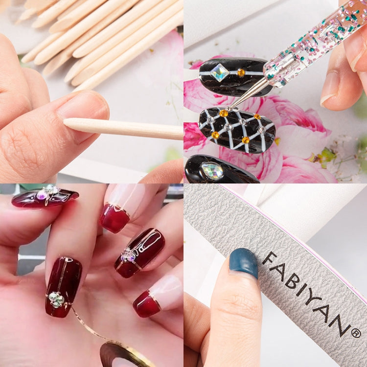 FABIYAN Nail Brush Nail Piece Set Nail Art Polishing Supplies Set, Specification: Natural Full-sticked Small Set