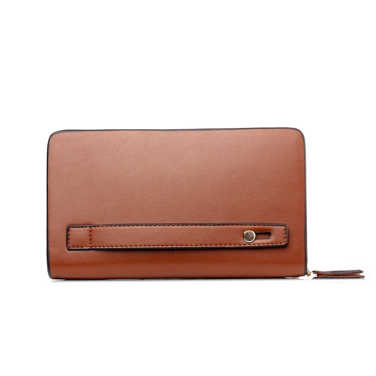 LEINASEN A82 Handbag Men Business Clips Long Big Capacity Casual Multi-Card Zipper(Brown)